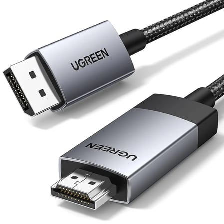 UGREEN 15773 DP119 4K 60Hz 18Gbps DisplayPort 1.2 Erkek to HDMI 2.0 Erkek Tek Yönlü Görüntü ve Ses Kablosu Örgülü 1metre