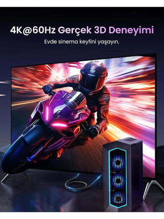 Ugreen 4K 60Hz Displayport To HDMI Örgülü Kablo, 2m, 15774