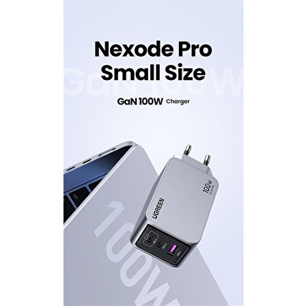 Ugreen Nexode Pro 25874 2xUSB-C+USB-A QC/PD 100W GaN Hızlı Şarj Kablosu ve Adaptörü