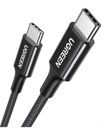 UGREEN USB-C 60W 3A QC PD Örgülü Hızlı Şarj Kablosu, 1 Metre, Siyah, 35254