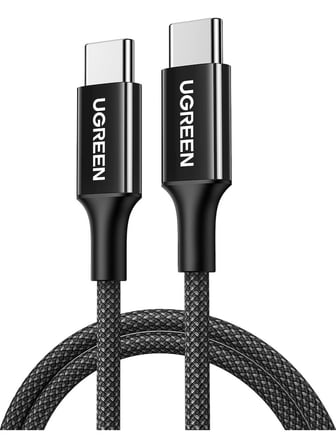 UGREEN USB-C 60W 3A QC PD Örgülü Hızlı Şarj Kablosu, 1 Metre, Siyah, 35254