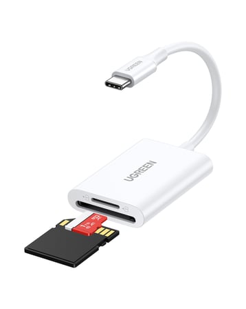 UGREEN 2-in-1 USB-C SD ve microSD Kart Okuyucu, USB 3.0, 2 TB Kart Desteği, 15 cm Kablo Beyaz, 35506