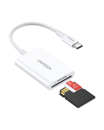 UGREEN 2-in-1 USB-C SD ve microSD Kart Okuyucu, USB 3.0, 2 TB Kart Desteği, 15 cm Kablo Beyaz, 35506