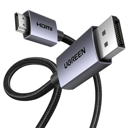 UGREEN 35843 DP125 4K 30Hz 10.2Gbps DisplayPort 1.2 Erkek to HDMI 1.4 Erkek Tek Yönlü Görüntü ve Ses Kablosu Örgülü 3metre