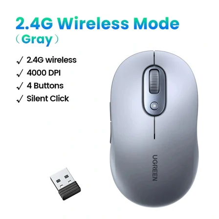 UGREEN 35900 M556 4000dpi 2.4GHz Sessiz Kablosuz Mouse Gri