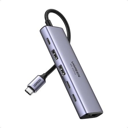 UGREEN 35999 CM511 6 in 1 USB-C to 2xUSB-A 3.0 Çoklayıcı 1x4K/60Hz HDMI 1xSD 1xTF Kart Okuyucu 1xUSB-C PD 100W Şarj Desteği Çok Fonksiyonlu Bağlantı İstasyonu