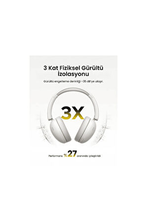 HiTune Max2 Yapay Zeka Destekli Gürültü Engelleyici Kablosuz Kulak Üstü Kulaklık Beyaz