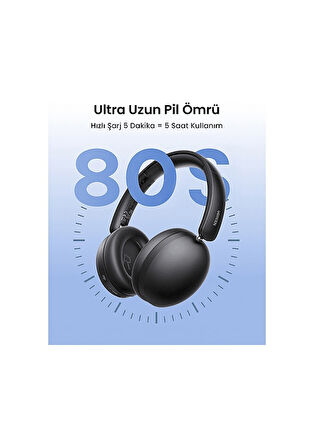 Ugreen HiTune Max2 Yapay Zeka Destekli Gürültü Engelleyici Kablosuz Kulak Üstü Kulaklık Siyah