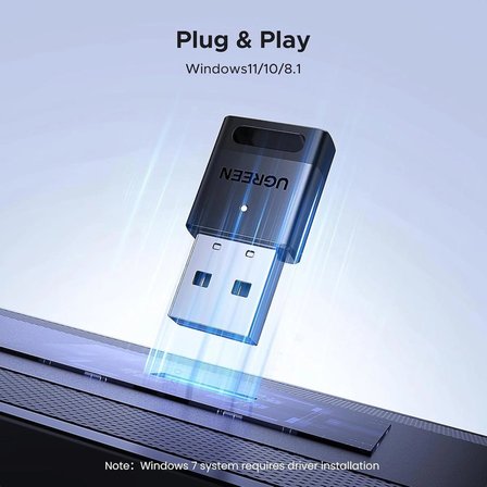 Ugreen USB Bluetooth 5.4 Mini Dongle Adaptör, Siyah, 45134 