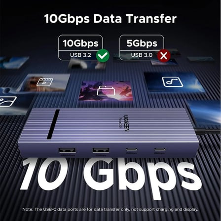 UGREEN 45365 CM880 Revodok Pro 207 7 in 1 USB-C Çoklayıcı 2xUSB-A 2xUSB-C 2x4K/60Hz HDMI 1xUSB-C PD 100W Şarj Çok Fonksiyonlu Bağlantı İstasyonu