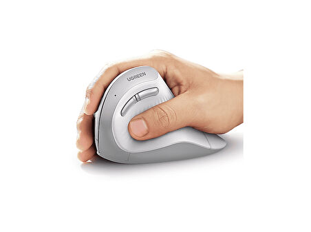 UGREEN Dikey Ergonomik Fare Kablosuz (BT 5.0+2.4G) 6 Düğmeli, 1000/1600/2000/4000 DPI Mouse, Beyaz, 45759