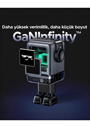 Ugreen Nexode Uno 100W Robot GaN Hızlı Şarj Cihazı 3xUSB-C, 1xUSB-A, Gri, 45515B