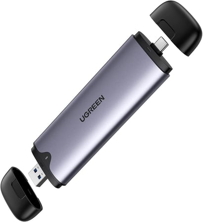 Ugreen 55152 CM353 M.2 NVMe PCIe SSD M-Key M+B Key USB 3.2 Gen2 10Gbps USB-A USB-C 2'si 1 Arada Taşınabilir M.2 Disk Kutusu