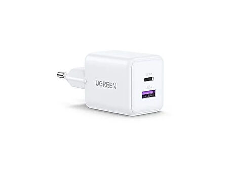 UGREEN 30W GaN Hızlı Şarj Cihazı 2 Portlu 1xUSB-A 1xUSB-C Beyaz 65015