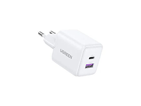 UGREEN 30W GaN Hızlı Şarj Cihazı 2 Portlu 1xUSB-A 1xUSB-C Beyaz 65015