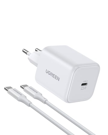 UGREEN 45W GaN Hızlı Şarj Cihazı 1xUSB-C, Kablo Dahil, 65055, Beyaz
