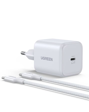 UGREEN 45W GaN Hızlı Şarj Cihazı 1xUSB-C, Kablo Dahil, 65055, Beyaz