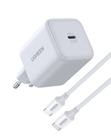 UGREEN 45W GaN Hızlı Şarj Cihazı 1xUSB-C, Kablo Dahil, 65055, Beyaz