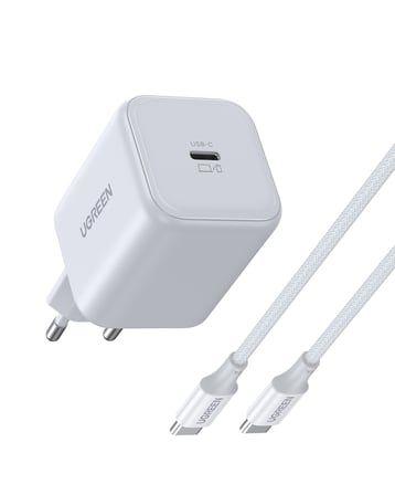 UGREEN 45W GaN Hızlı Şarj Cihazı 1xUSB-C, Kablo Dahil, 65055, Beyaz