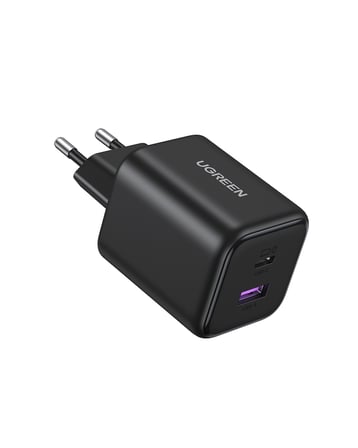 UGREEN 45W GaN Hızlı Şarj Cihazı, 1xUSB-X, 1xUSB-A, 65057, Siyah