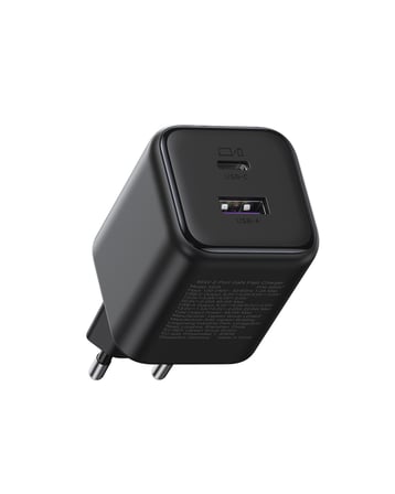 UGREEN 45W GaN Hızlı Şarj Cihazı, 1xUSB-X, 1xUSB-A, 65057, Siyah