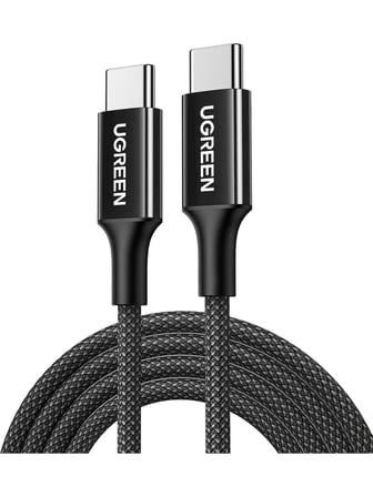 UGREEN USB-C 60W 3A QC PD Örgülü Hızlı Şarj Kablosu, 2 Metre, Siyah, 65245