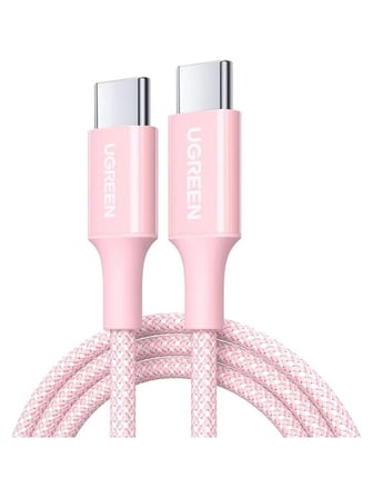 UGREEN USB-C 100W 5A QC PD Örgülü Hızlı Şarj Kablosu, 1 Metre, Pembe, 65251