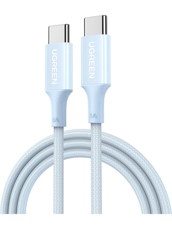 UGREEN USB-C 100W 5A QC PD Örgülü Hızlı Şarj Kablosu, 1 Metre, Mavi, 65253