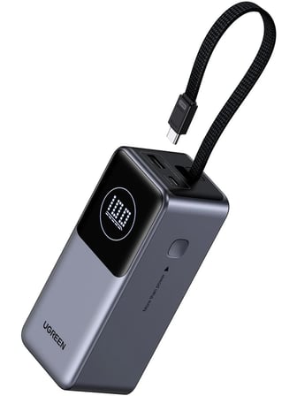 UGREEN Nexode Pro 20.000 mAh 130 W Akıllı Ekranlı Dahili Kablolu Hızlı Şarj Powerbank, 55365B