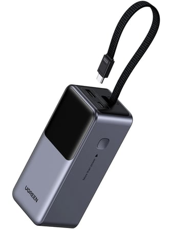 UGREEN Nexode Pro 20.000 mAh 130 W Akıllı Ekranlı Dahili Kablolu Hızlı Şarj Powerbank, 55365B