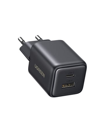 UGREEN 20W GaN Hızlı Şarj Cihazı Type-C QC PD 1xUSB-C, 1xUSB-A, Siyah, 65737