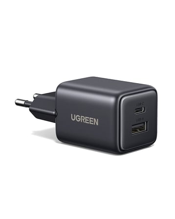 UGREEN 20W GaN Hızlı Şarj Cihazı Type-C QC PD 1xUSB-C, 1xUSB-A, Siyah, 65737