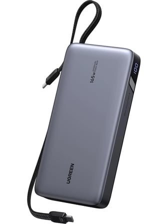 UGREEN Nexode 25.000 mAh 165W Akıllı Ekranlı, Dahili USB-C Kablolu, Hızlı Şarj Powerbank, 55995B