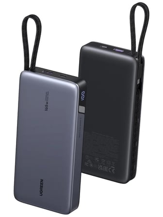UGREEN Nexode 25.000 mAh 165W Akıllı Ekranlı, Dahili USB-C Kablolu, Hızlı Şarj Powerbank, 55995B