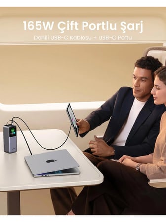 Ugreen Nexode Pro 20.000 Mah 165W Usb-C Makaralı Dahili Kablolu Hızlı Şarj Powerbank,2xucb-C, 1xusb-A, 55987B