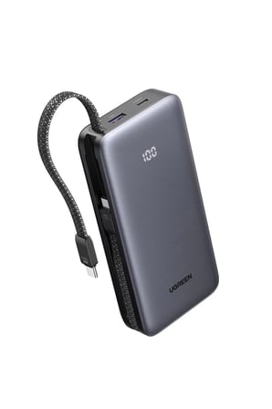 UGREEN 20.000 mAh 30W 2 Dahili Kablolu Hızlı Şarj Powerbank, 55985B