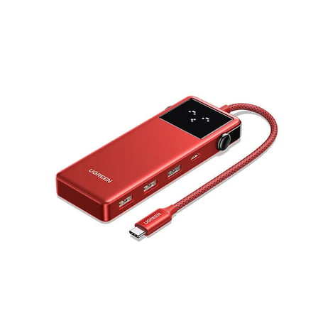 UGREEN 75214 CM888 Q-Pai Pro 7 in 1 USB-C Çoklayıcı 3xUSB-A 3.0 1x4K/60Hz HDMI 1xUSB-C PD 100W Şarj Çok Fonksiyonlu Bağlantı İstasyonu Kırmızı