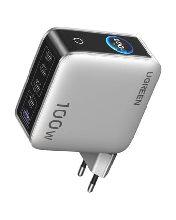 UGREEN Nexode Pro 100W GaN Hızlı Şarj Cihazı, 5 Port 4 USB-C + USB-A, Akıllı Dijital Ekranlı, 65620B