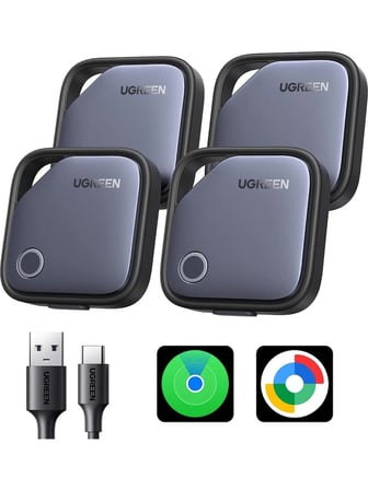 UGREEN Finder Duo Bluetooth 5.4 AkıllıTakip Cihazı 4’lü Set, Apple iOS ve Android Uyumlu, 75646P