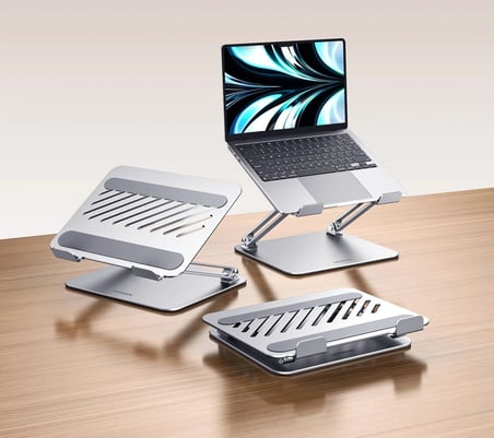 UGREEN 95187 LP966 Yükseklik ve Eğim Ayarlı 10-17.3 inç Uyumlu Katlanabilir Alüminyum Tablet ve Notebook Standı Gümüş