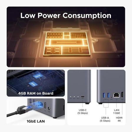 UGREEN 95678 DH2300 NASync Rockchip A72+A53 8 Çekirdekli CPU 4GB LPDDR4X 1xUSB-C 3.0 2xUSB-A 3.0 1xGbE RJ45 1x4K/60Hz HDMI 2 Yuvalı SATA NAS Depolama Ünitesi