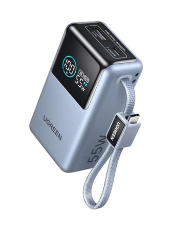 UGREEN Nexode Pro 10.000 mAh 55W Akıllı Dijital Ekranlı Dahili USB-C Kablolu Hızlı Şarj Powerbank, 75701B
