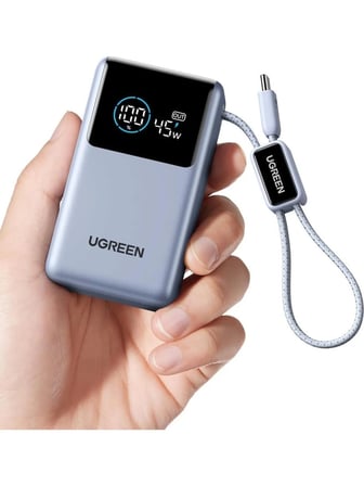 UGREEN Nexode Pro 10.000 mAh 55W Akıllı Dijital Ekranlı Dahili USB-C Kablolu Hızlı Şarj Powerbank, 75701B