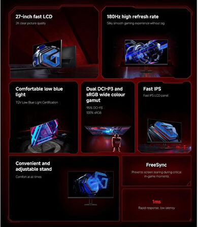 Xiaomi 2K Gaming Monitör G27Qİ EU 1 Ms Ful Hd 180 Hz