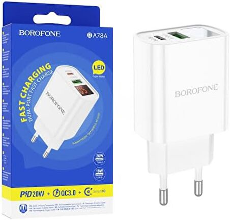 Borofone BA78A 20 Watt Hızlı Şarj Aleti Beyaz