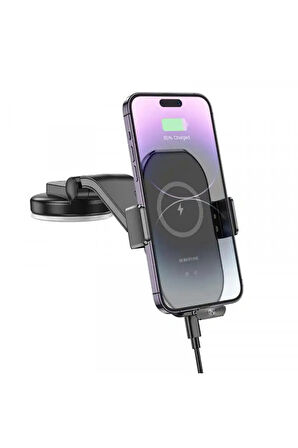 Araç Telefon Tutucu ve Kablosuz Şarj Cihazı Qi Uyumlu | Hızlı Şarj 15W | Otomatik Açma-Kapama BH206