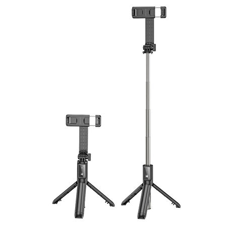 Telefon Tripod Selfie Çubuğu BY11 Bluetooth tripod ve uzaktan kumandalı siyah