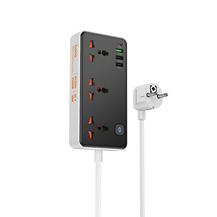 HOCO AC8A 2500W 3 Priz + 3 USB + 30W Type-C Multifonksiyonel Priz Çoğaltıcı Şarj Aleti