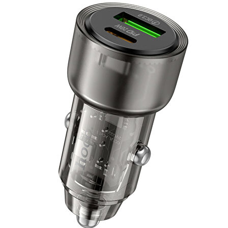 Hoco Z52 38W PD Type-C ve USB Çıkışlı Araç Şarjı - Siyah