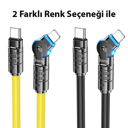HOCO U118 Döner Başlıklı PD to iPhone Lightning Hızlı Şarj ve Veri Kablosu (Siyah)